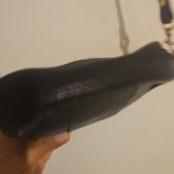 Vintage MICHEL JORDI 5"x7" Cross Body / Belt Purse Green Suede Black Leather - Picture 7 of 12